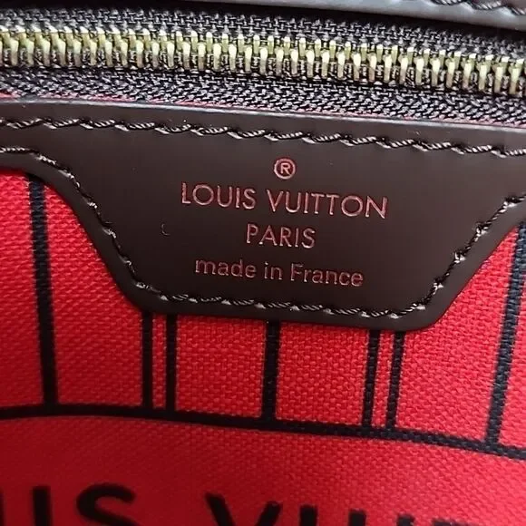 NEW Authentic Louis Vuitton Damier Ebene Neverfull PM Purse Bag Tote & Pouch - Picture 7 of 15